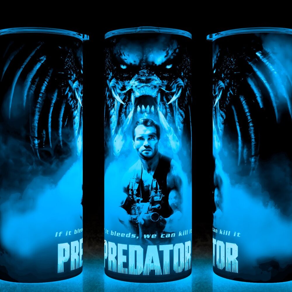 Glow in the Dark Predator 80s Movie If It Bleeds We Can Kill It Cup Mug Tumbler